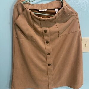 Cato Camel A-Line Skirt with Button Detail